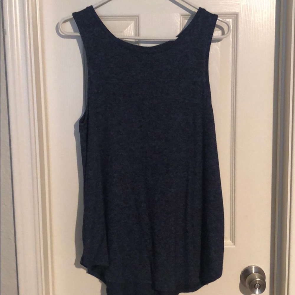 Navy spaghetti sleeved top